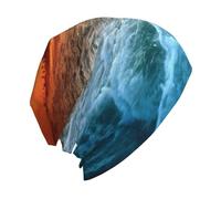 The Beach Sunset Print Beanie Hat for Women Beanie Unisex Skull Cap Stylish Beanie Hat Winter Headwear Soft Comfy Headwear Chemo Cap Cozy Sleep Cap for Hair Loss, Multi-usage As Beanie Hat