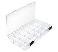 The Beadsmith Boîte de rangement transparente avec 18 compartiments, 21 x 10,8 x 3,2 cm, pour paillettes, ongles, fabrication de bijoux et plus encore