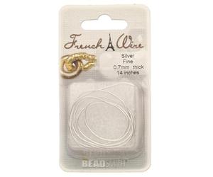 The Beadsmith Fil français - Couleur argent - Taille fine (0,7 mm de diamètre) - 35,6 cm, lingot, gimp - Utilisation pour dissimuler le fil de perles à côté des sertissages et des fermoirs