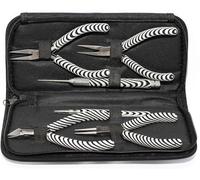 The Beadsmith Kit d'outils zébré 6 pièces pour Fabrication de Bijoux avec Pince et Pince à épiler