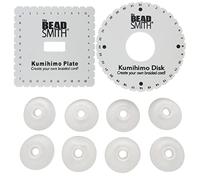 The Beadsmith Kumihimo Combo de 3 pièces - Disques ronds et carrés de 15,2 cm - Sac de 8 bobines sans enchevêtrement de 4,5 cm - Outils de bijoux pour tressage kumihimo et macramé