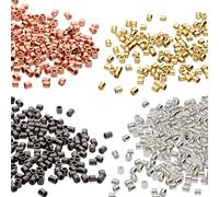 The Beadsmith Lot de 500 perles à sertir tubulaires, 2 x 2 mm, couleurs assorties, forme cylindrique uniforme, sans bords tranchants, conçues pour sécuriser les extrémités des fils et câbles de bijoux
