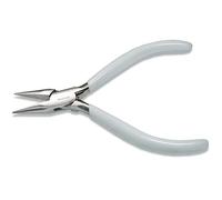 The Beadsmith Pince à nez de chaîne de 130 mm, tête en acier poli, poignée en PVC blanc et poignée à double ressort à feuille, outil de fabrication de bijoux, série 300