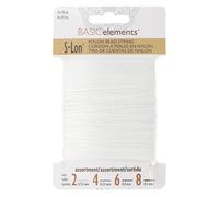 The Beadsmith S-Lon Fil de perlage en nylon - Assortiment de 4 tailles (0,12 mm, 0,3 mm, 0,4 mm, 0,5 mm), couleur blanche, 9,1 m chacun, cordon solide et flexible
