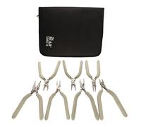 The Beadsmith Wire Elements Kit d'outils 7 pièces (nez rond, bec à chaîne courbée, coupe-affleurement, nez plat, mâchoire en nylon, nez de chaîne et boucleur), tête en acier poli avec poignée