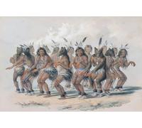 The Bear Dance. Une cérémonie de 10 jours effectuée par la tribu Ute (d'après laquelle l'état de l'Utah est nommé). De Catlin North American Indian Portfolio publié à Londres 1844 par l'artiste