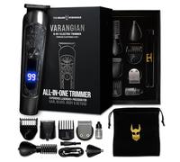 The Beard Struggle Varangian Tondeuse à barbe 6 en 1 pour cheveux, barbe, corps et au-delà, lame en titane, lame réglable de 17 longueurs avec affichage LED numérique, sans fil, étanche et humide