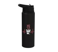The Beat Goes On Heartbeat Heart Attack Survivor Stainless Steel Insulated Water Bottle