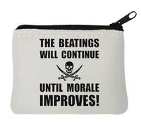 The Beatings Will Continue Until Morale Improves Porte-monnaie en néoprène Motif pirate Blanc 10 x 11 cm