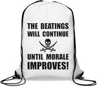 The Beatings Will Continue Until Morale Improves Sac de gym avec cordon de serrage Motif pirate Blanc