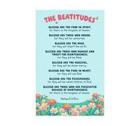 The Beatitudes of Jesus Poster - Matthew 5:3-10 Scripture Print for Children, Educational Christian Decor for Home, Classroom & Sunday School Walls(Unframed,12x18inch(30x45cm))