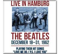The Beatles - Aimant pour réfrigérateur "Live In Hamburg" RO6134 (Taille unique) (Blanc/Bleu/Rouge)