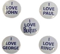 The Beatles - Badge "I Love" 5er-Pack RO10188 (Taille unique) (Blanc/Bleu)
