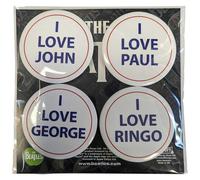 The Beatles - Badge "I Love" pack de 4 RO10187 (taille unique) (Blanc/Bleu/Rouge)