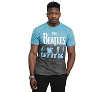The Beatles Tee-Shirt Let It Be Split Logo Officiel Dip Dye sur Bleu Unisexe, Mixte
