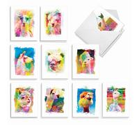 The Best Card Company AM6862TYG-B2x10 Lot de 20 cartes de remerciement avec enveloppes Motif lamas arc-en-ciel 10 x 13 cm
