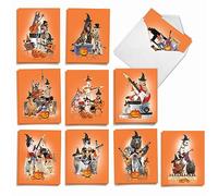 The Best Card Company Bracelets d'animaux effrayants - 20 cartes d'Halloween assorties avec enveloppes (10,2 x 13,7 cm) - AM9541HWG-B2x10