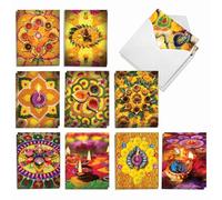 The Best Card Company Diwali Wishes AM2816DWG-B2x10 Lot de 20 notes assorties en vrac 10 x 13 cm avec enveloppes (10 motifs, 2 de chaque)