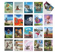 The Best Card Company Elefantasy Adventures AM10307TYG-B1x20 Lot de 20 cartes de remerciement assorties avec enveloppes 10 x 13 cm