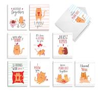 The Best Card Company I Meow You AM11014VDG-B2x10 Lot de 20 cartes de Saint-Valentin assorties avec enveloppes 10 motifs 2 pièces 10 motifs