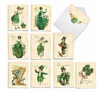The Best Card Company Lot de 20 cartes assorties pour la Saint Patrick AM10416SPG-B2x10 avec enveloppes (10 motifs, 2 de chaque) irlandais vintage AM10416SPG-B2x10