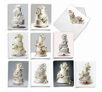 The Best Card Company Lot de 20 cartes de félicitations de mariage assorties 10 x 13 cm avec enveloppes (10 motifs, 2 de chaque) gâteaux de mariage AM10043WDG-B2x10