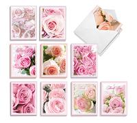 The Best Card Company Lot de 20 cartes de remerciement vierges assorties avec enveloppes (10 motifs, 2 de chaque) - Roses roses - AM10311TYB-B2x10