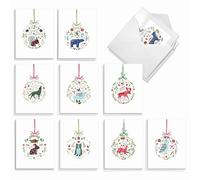 The Best Card Company Lot de 20 notes de Noël assorties en vrac 10 x 13 cm avec enveloppes (10 motifs, 2 de chaque) - Cercles d'animaux AM7826XSG-B2x10