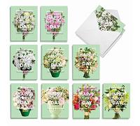 The Best Card Company Lot de 20 notes vierges assorties pour la Saint Patrick AM3532SPB-B2x10 avec enveloppes (10 motifs, 2 de chaque) Motif fleurs pour Saint Patrick AM3532SPB-B2x10