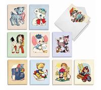 The Best Card Company Lot de 20 notes vierges assorties pour toutes les occasions 10 x 13 cm avec enveloppes (10 motifs, 2 de chaque) en peluche vintage AM10031OCB-B2x10