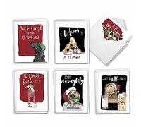 The Best Card Company - Lot de 36 cartes assorties en vrac 10,2 x 13,5 cm avec enveloppes, lot varié d'animaux et animaux de compagnie (6 motifs, 6 de chaque) - Dog Antics AM2918XSG-B6x6