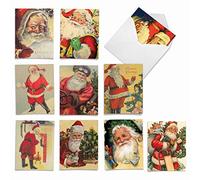 The Best Card Company M2280sl Santiques Lot de 10 cartes de Noël assorties avec des images rétro de Jolly Ol' St. Nick avec enveloppes blanches