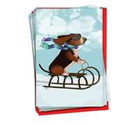 The Best Card Company Noel Animals-Dog C9558IXSG-B12x1 Lot de 12 cartes de vœux de Noël avec enveloppes 12 x 17 cm