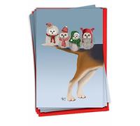 The Best Card Company Noel Animals-Owls C9558JXSG-B12x1 Lot de 12 cartes de vœux de Noël avec enveloppes 12 x 17 cm