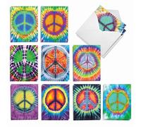 The Best Card Company Tie-Dye Peace - 20 cartes de remerciement assorties avec enveloppes (10,2 x 13,7 cm) - AM9163TYG-B2x10