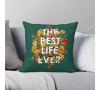 The Best Life Ever Taie d'oreiller florale en polyester et lin avec fermeture éclair créative