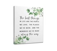 The Best Things In Life Wall-Art Decor Eucalyptus Leaves Inspirational Motivational Quote Canvas Print For Living Room Bedroom Office Home