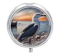 The Bird Pilulier à 3 compartiments avec miroir, pilulier portable pour poche ou sac à main, pilulier rond contenant des cadeaux de voyage, pilulier