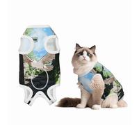 The Birds in The Small Town Combinaison chirurgicale pour chien, 100 % coton respirant avec imprimés mignons, animaux domestiques mâles et femelles, taille M