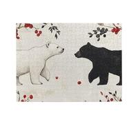 The Black And White Bears Looked At Each Other Puzzle en bois de 500 pièces pour adultes Puzzle stimulant pour jeu de taille 38,1 x 51,8 cm