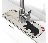 The Black and White Bears Looked at Each Other Tapis de robinet anti-éclaboussures pour robinet de cuisine, poignée de robinet attrape-gouttes pour salle de bain (38,1 x 14 cm)