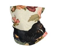 The Black Cat Is Among The Flowers Print Head Scarf Cagoule Visage Cou Foulard Cache-Cou Bandana Cache-Cou pour Homme Femme