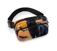 The Black Cat Is Pacing on The Roof Sac banane tendance avec sangle réglable pour entraînement en plein air cyclisme unisexe, blanc, 20 x 13 cm, sac banane, blanc, 20x13cm, Sac banane
