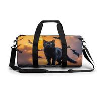 The Black Cat Is Pacing on The Roof Sac de sport fourre-tout léger pour homme et femme Blanc 45 cm/22,9 cm/22,9 cm, blanc, 17.7in/9in/9in
