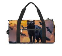 The Black Cat Is Pacing on The Roof Sac de sport fourre-tout léger pour homme et femme Blanc Taille unique, blanc, Taille unique