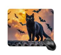 The Black Cat is Pacing on The Roof Tapis de souris carré portable avec base en caoutchouc antidérapant 20 x 25 cm Tapis de souris de jeu ultra fin pour ordinateur portable Accessoires de bureau