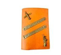 The Bling Stores Housse de passeport en similicuir avec inscription « Lets GO Where We've Never Been » - Pour homme et femme, Orange, Medium