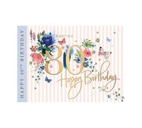 The Blossom & Bloom Carte d'anniversaire pour femme 80 ans Motif fleurs Finition aluminium et relief
