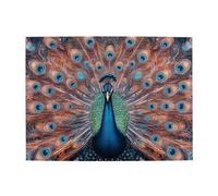 The Blue And Orange Peacocks Spread Their Tails Puzzle en bois de 500 pièces pour adultes Puzzle stimulant pour taille du jeu 38,1 x 51,8 cm