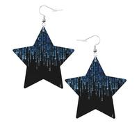 The Blue Binary Boucles d'oreilles pendantes en forme d'étoile scintillante pour femme, One Size, Cuir